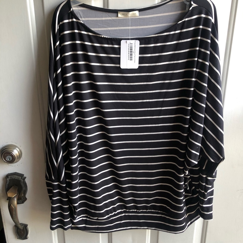 Black and white striped Dolman top